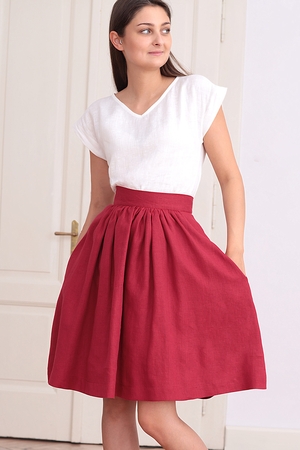 Czech girls and women's skirt Lotika made of fine soft 100% linen is ideal feminine and comfortable to wear excellent
